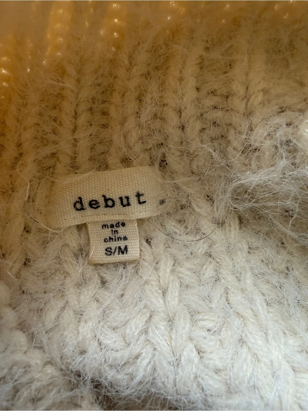 debut Cream Fuzzy Scoop-Neck Knit Sweater